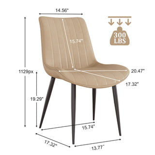 Sunvega Brown PU Leather Dining Chairs with Metal Legs and Wave Pattern Upholstery