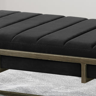 Sunvega Modern Velvet Ottoman Bench with Plush Channel Pleating and Brass Finish
