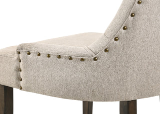 Sunvega Two-Tone Beige Fabric Side Chair with Reclaimed Gray Finish and Nailhead Trim