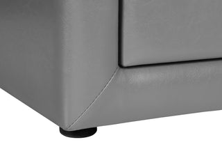 Sunvega Upholstered Grey Leather Look Nightstand with Two Storage Drawers