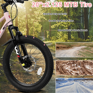 Sunvega 20 Inch 7-Speed Mountain Bike for Boys and Girls Ages 6-12 with Front Suspension