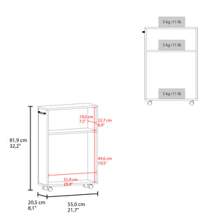 Sunvega Compact Rolling Cart with Open Shelves and Durable Casters in White
