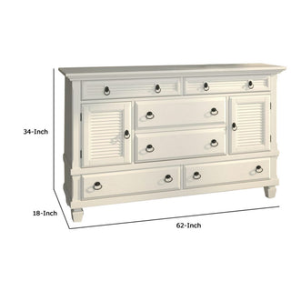 Sunvega Solid Pine Wood Dresser with 2 Cabinet and 6 Spacious Drawers