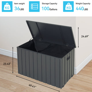 Sunvega 120 Gallon All-Weather Waterproof Lockable Outdoor Metal Storage Box with Wheels