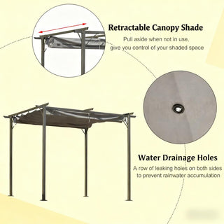 Sunvega Heavy-Duty Powder-Coated Steel Frame Retractable Pergola Canopy with PU Coating