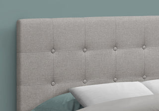 Sunvega Button-Tufted Upholstered Headboard in Grey Linen Look for Full Size Bed