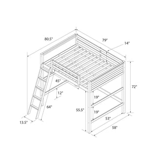 Sunvega Traditional Wooden Loft Bed with Ladder and Guardrails for Kids
