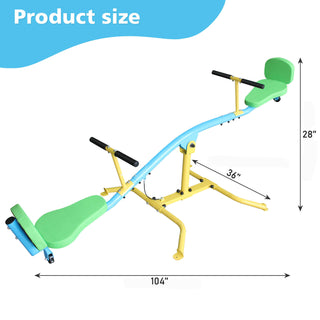 Sunvega 360 Degree Rotating Double Seesaw with Backrest and Safety Handle for Playground