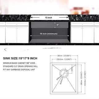 Sunvega 16 Gauge T304 Stainless Steel Undermount Kitchen Sink with Drain Assembly