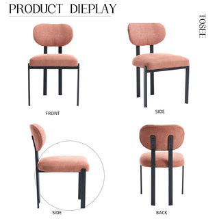 Sunvega Mid-Century Modern Upholstered Boucle Dining Chairs with Black Metal Legs