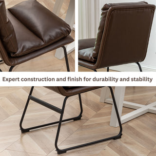 Sunvega Milos Contemporary Upholstered Dining Chairs with Sled Base and Detailed Stitching