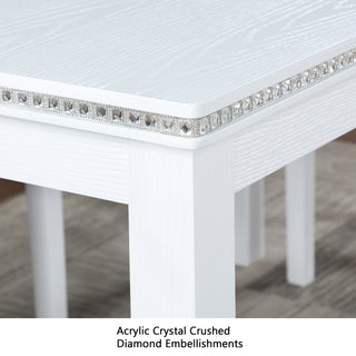 Sunvega Modern Square Dining Table with Crystal Embellishments for Kitchen and Small Space