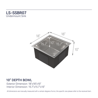 Sunvega Handcrafted 33x19 Inch Undermount Single Bowl Kitchen Sink Dark Gray