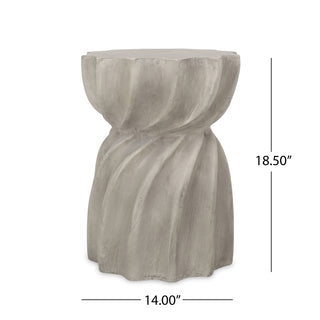 Sunvega Lightweight Concrete Side Table with Sunburst Top for Patio