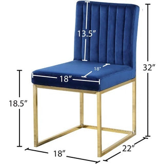 Sunvega Sturdy and Durable Velvet Upholstered Dining Chair with Gold Accent