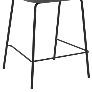 Sunvega 26 Inch Gray Faux Leather and Black Metal Counter Height Bar Stool