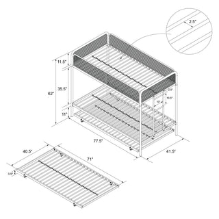Sunvega Space Saving Triple Metal Bunk Bed with Trundle for Kids Bedrooms