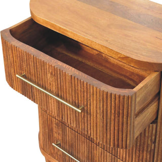 Sunvega Solid Wood Emerson Ribbed 3-Drawer Chest with Antique Brass Handles