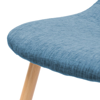 Sunvega Modern Muted Blue Upholstered Dining Chair with Walnut Finished Metal Legs Set of 2