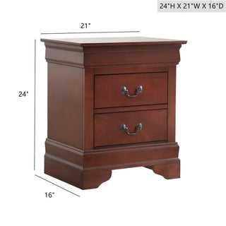 Sunvega Traditional Cherry Nightstand with Two Drawers for Bedroom Storage