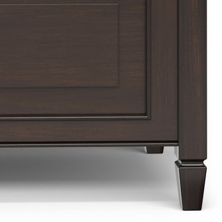 Sunvega Handcrafted Solid Wood Storage Bench with Dark Chestnut Brown Stain