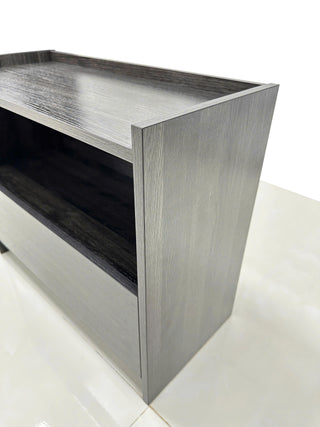 Sunvega Compact Dark Gray Nightstand with Storage Drawer for Small Spaces