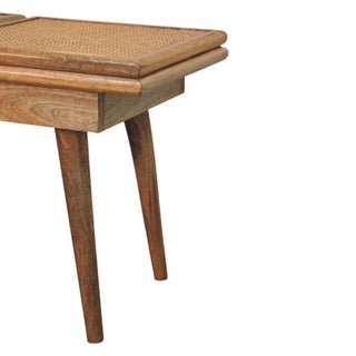 Sunvega Handcrafted Mango Wood Triple Accent Bench with Oak Finish