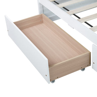Sunvega Twin Size Bed with 2 Drawers and Wheels for Spacious Storage