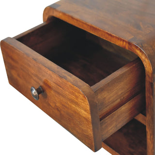 Sunvega Solid Mango Wood Wall Mounted Nightstand with Drawer and Open Slot