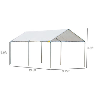 Sunvega Heavy Duty Galvanized Steel Carport Canopy with Reinforced Cables and Anchor Kit