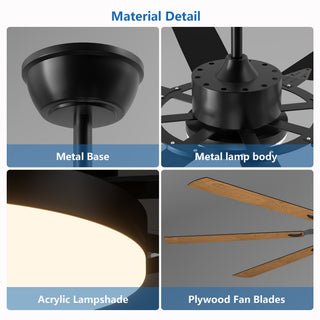 Sunvega 52 Inch Windmill Ceiling Fan with Lights Remote 8 Blades 6-Speed DC Motor