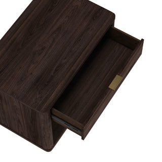 Sunvega Modern Brown Nightstand with Open Shelf and Drawer for Bedroom