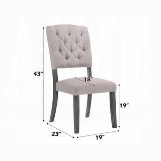 Sunvega Transitional Dining Chairs Set of 2 with Tufted Back and Beige Linen Upholstery