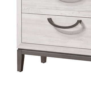 Sunvega Contemporary Sleek Beige White Finish Nightstand with Two Drawer Storage