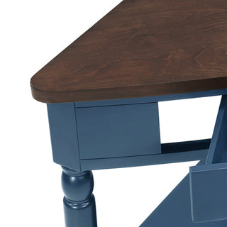 Sunvega Multifunctional 3 Tier Corner Table with Solid Wood Legs for Small Spaces