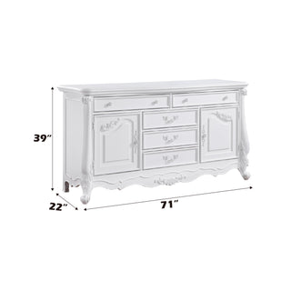 Sunvega White Finish Dresser with Spacious Drawers and Shelf for Bedroom Storage