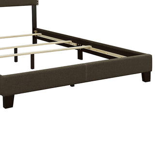Sunvega Guyancourt Charcoal Upholstered Eastern King Panel Bed with Nailhead Trim