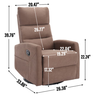 Sunvega Manual Recliner Chair with 360 Degree Swivel and Rocking Function in Grey Fabric