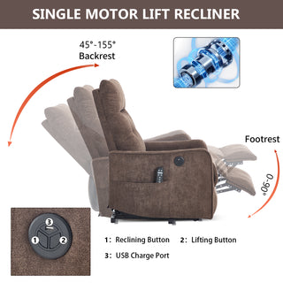 Sunvega Single Motor Power Lift Recliner Chair with Massage and Heat for Elderly