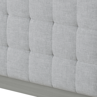 Sunvega Solid Wood King Bed with Upholstered Headboard in Grace Grey Finish