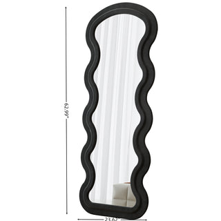 Sunvega Flannel Wavy Full Length Floor Mirror with Stand for Bedroom or Living Room