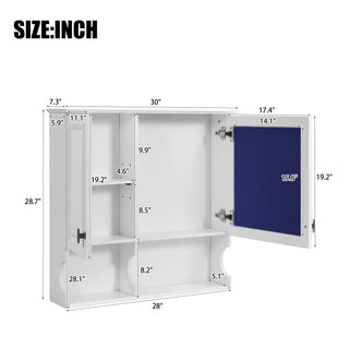 Sunvega 30 Inch Wall Mounted Mirror Medicine Cabinet with Adjustable Shelf