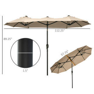 Sunvega Double-Sided 9.5ft Outdoor Patio Umbrella with Push Button Tilt and Crank