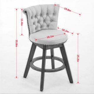 Sunvega 360° Swivel Bar Stools Set of 2 with Back and Hand - Tufted Button Trimmed Edges
