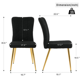 Sunvega Modern White Teddy Wool Dining Chair with Gold Plated Metal Legs for Living Room