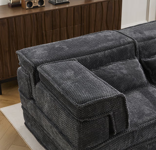 Sunvega Convertible Modular Sectional Mahjong Sofa Bed with Ottoman in Circle Fleece Fabric