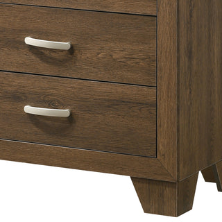 Sunvega Miquell Oak Finish Chest with Five Spacious Drawers and Wooden Block Legs