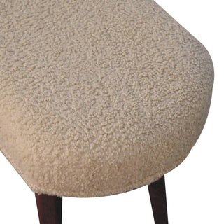 Sunvega Handwoven Cotton and Solid Mango Wood Upholstered Boucle Bench