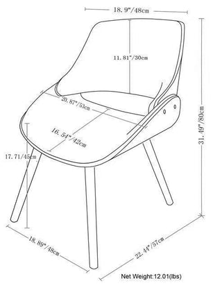 Sunvega Mid Century Modern Bentwood Dining Chair with Denim Blue Upholstery for Kitchen