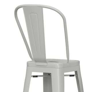 Sunvega White Metal Counter Height Stools with Curved Back and Footrest Set of 2